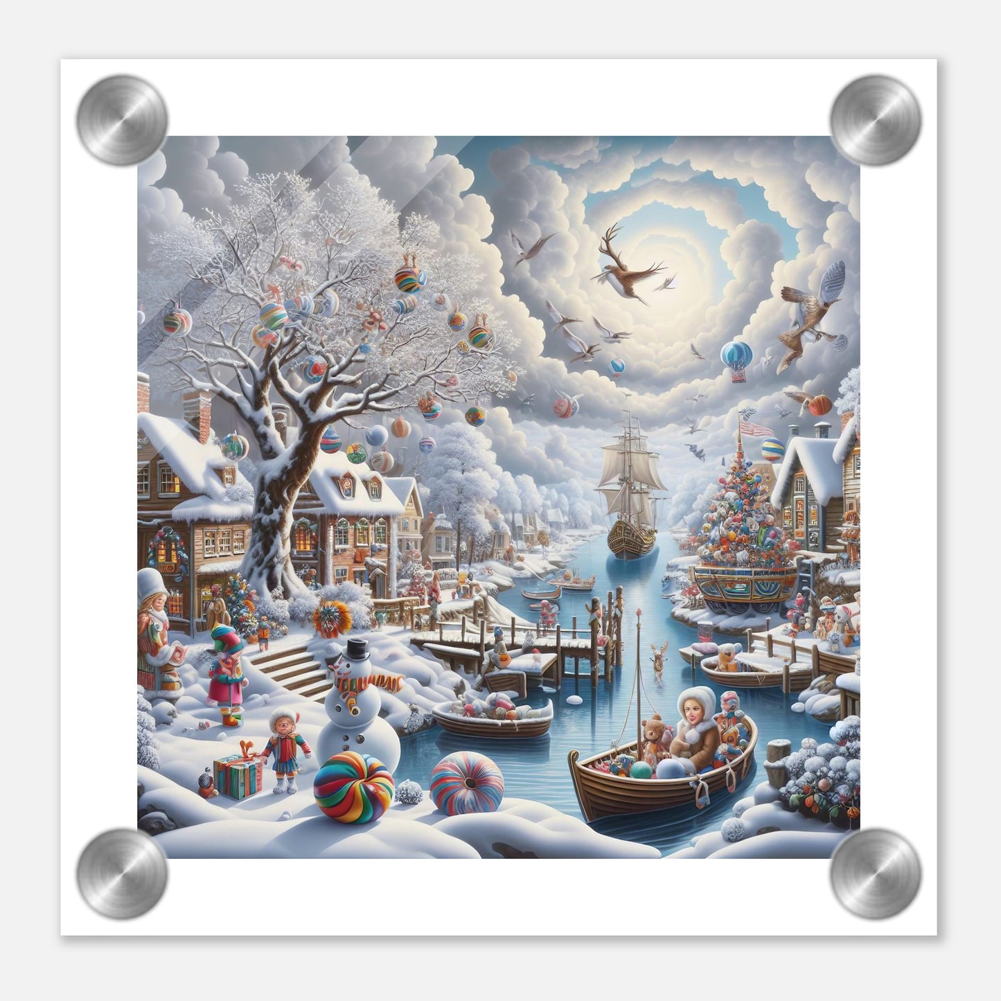 Wall Art - Winter 45 - Snowman and a sailing ship