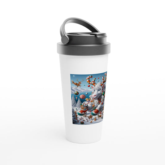 White 15oz Stainless Steel Travel Mug - Winter 105