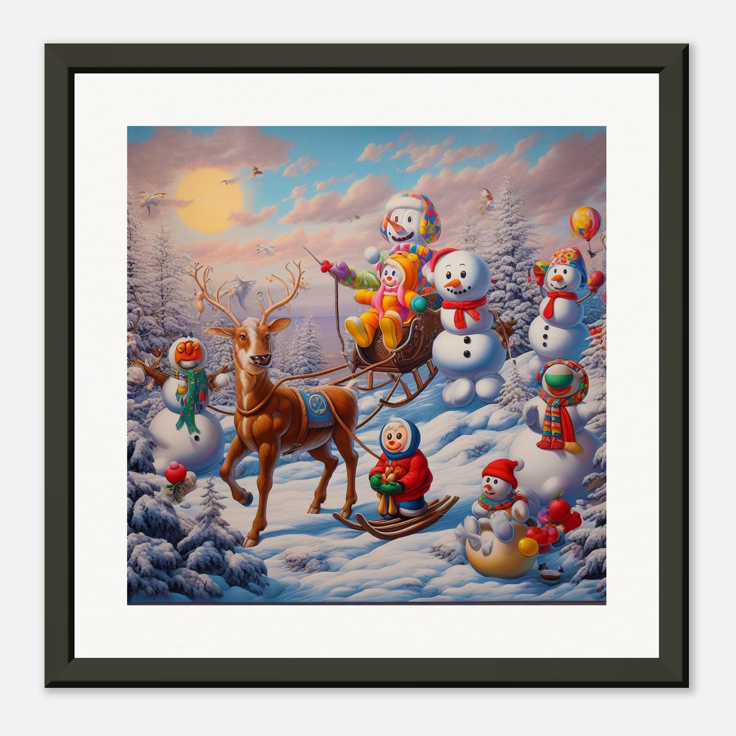 Wall Art - Winter 77 - Snowmen and a reindeer