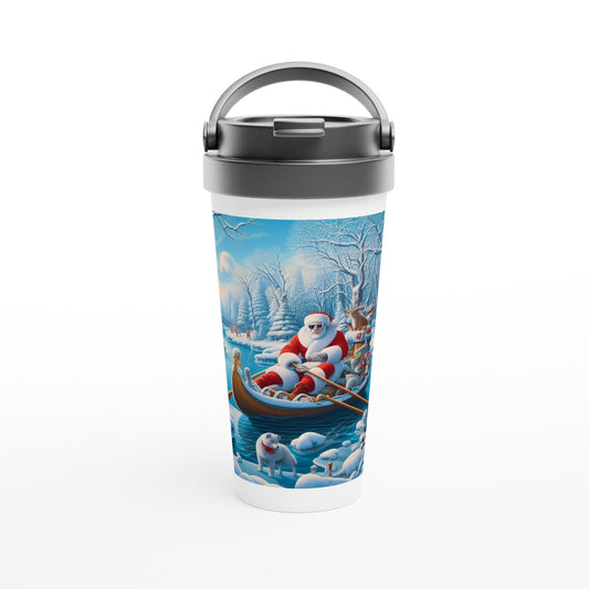 White 15oz Stainless Steel Travel Mug - Winter 162