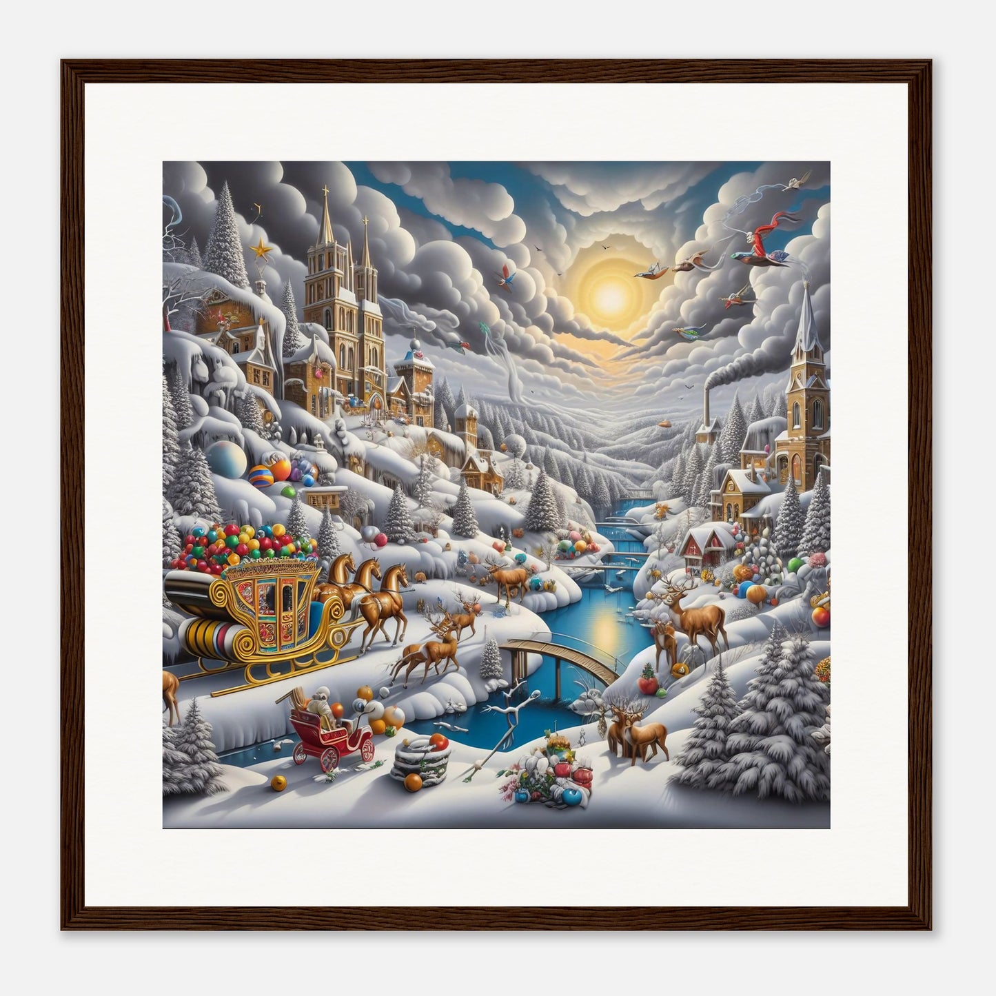 Wall Art - Winter 14 - Horses with snow sleigh