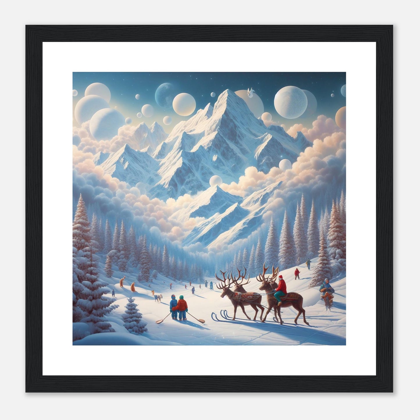 Wall Art - Winter 34 - Deer and planets