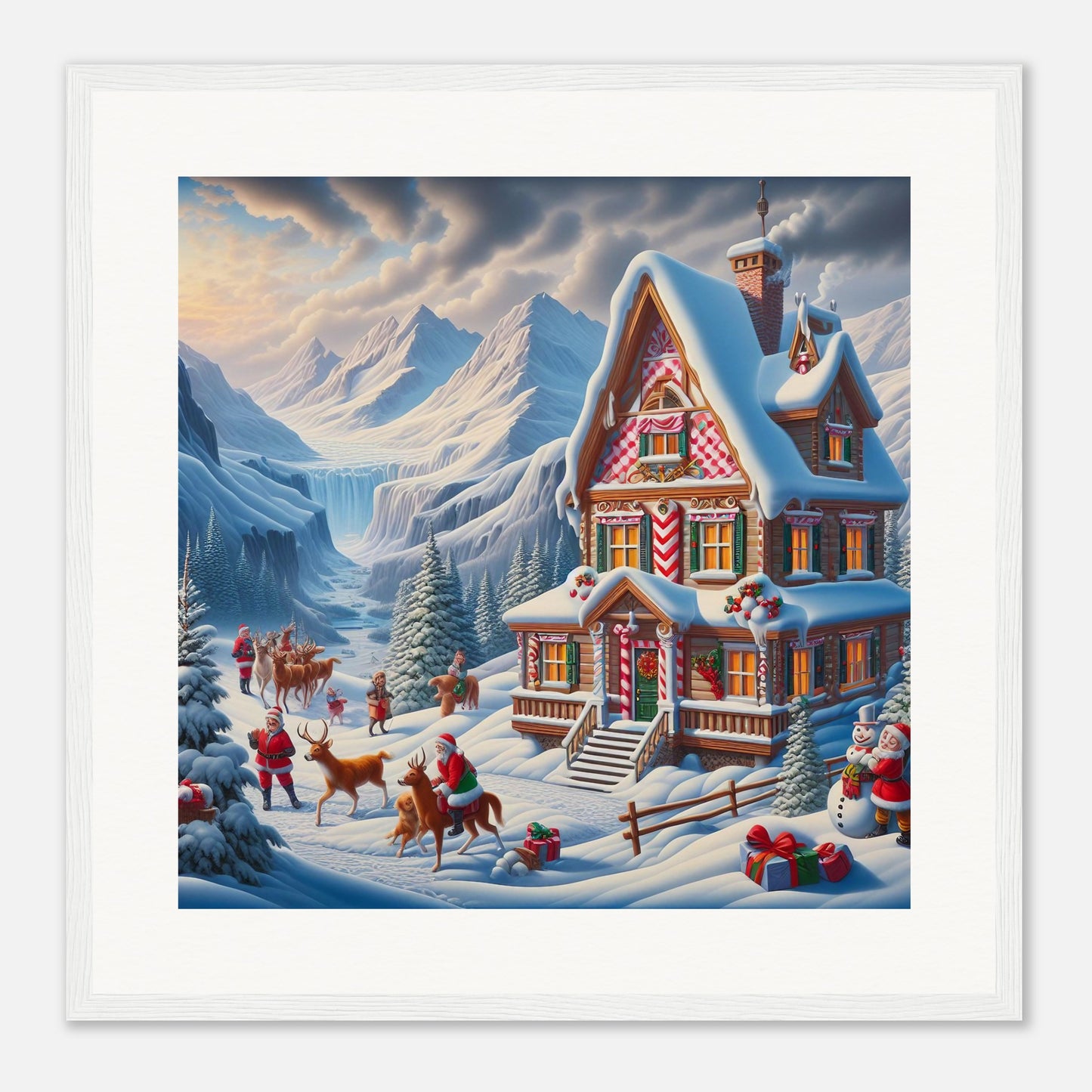 Wall Art - Winter 56 - Cottage and deer