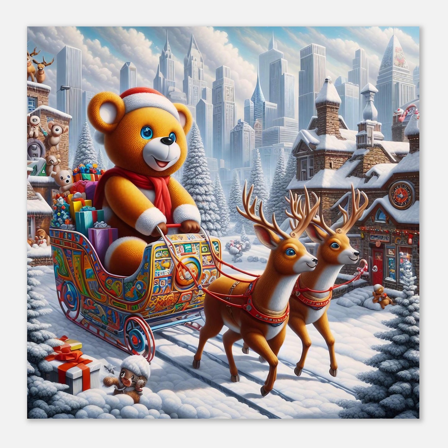 Wall Art - Winter 46 - Bear and reindeer