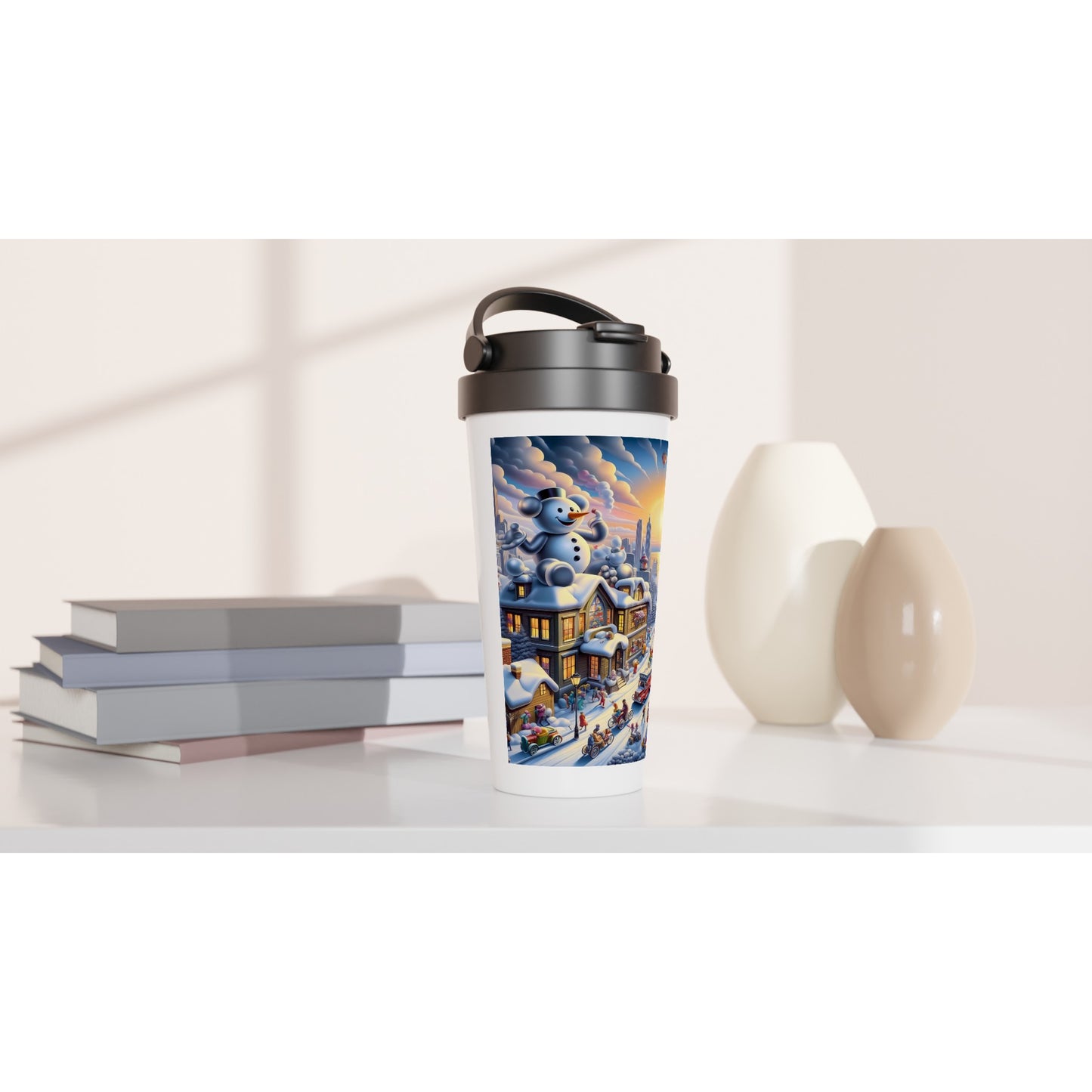 White 15oz Stainless Steel Travel Mug - Winter 152