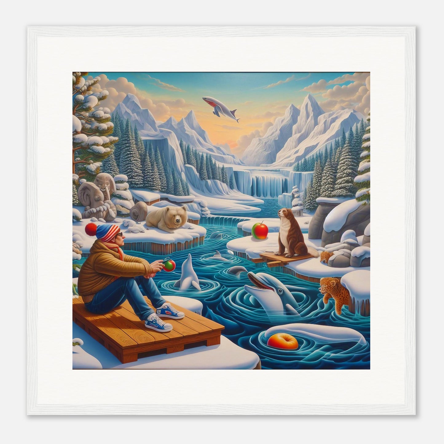 Wall Art - Winter 64 - Man by the river