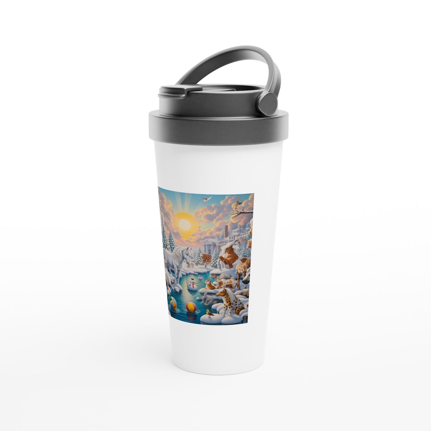 White 15oz Stainless Steel Travel Mug - Winter 66