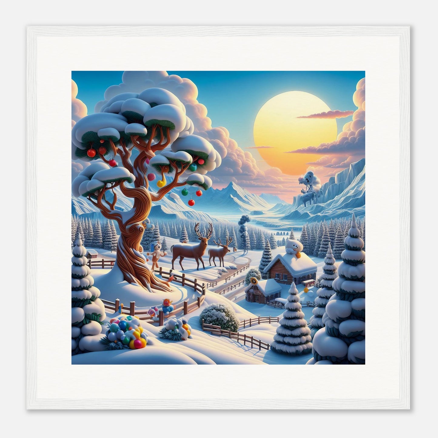 Wall Art - Winter 32 - Deer and tree