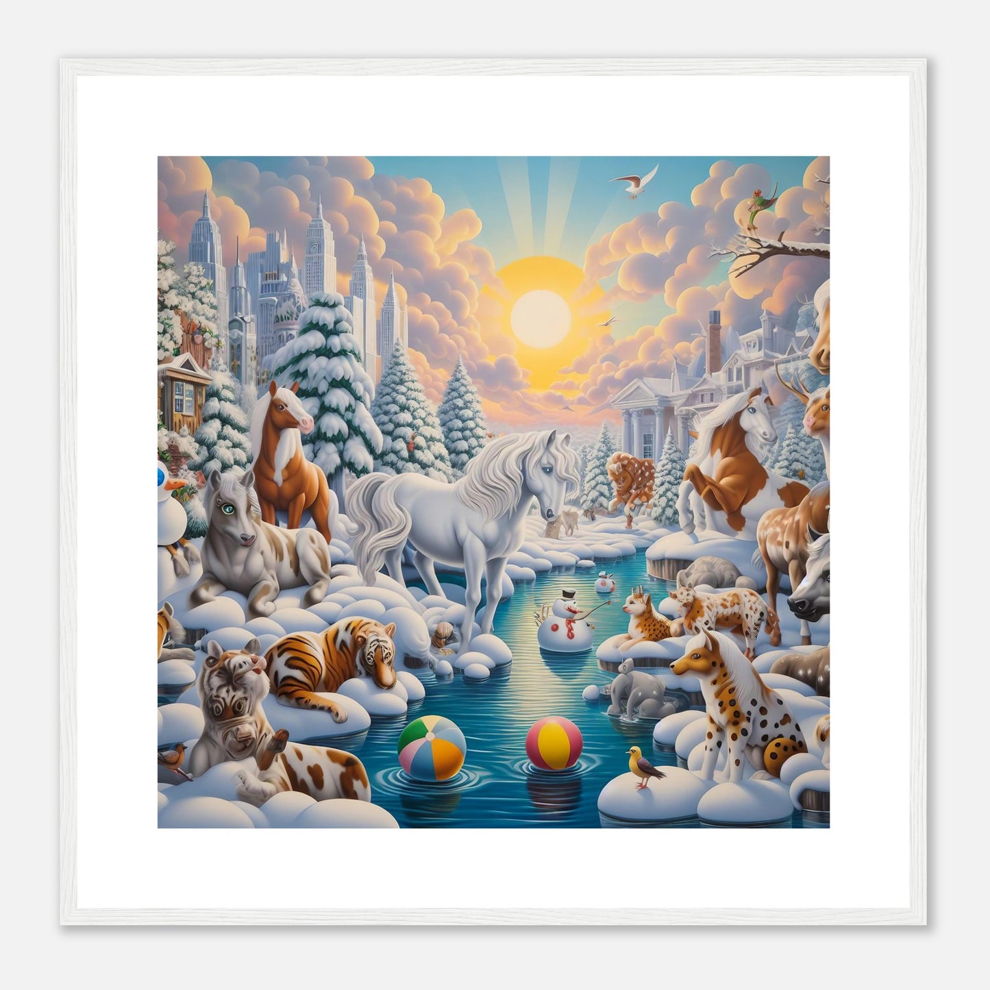 Wall Art - Winter 66 - Horses by the river