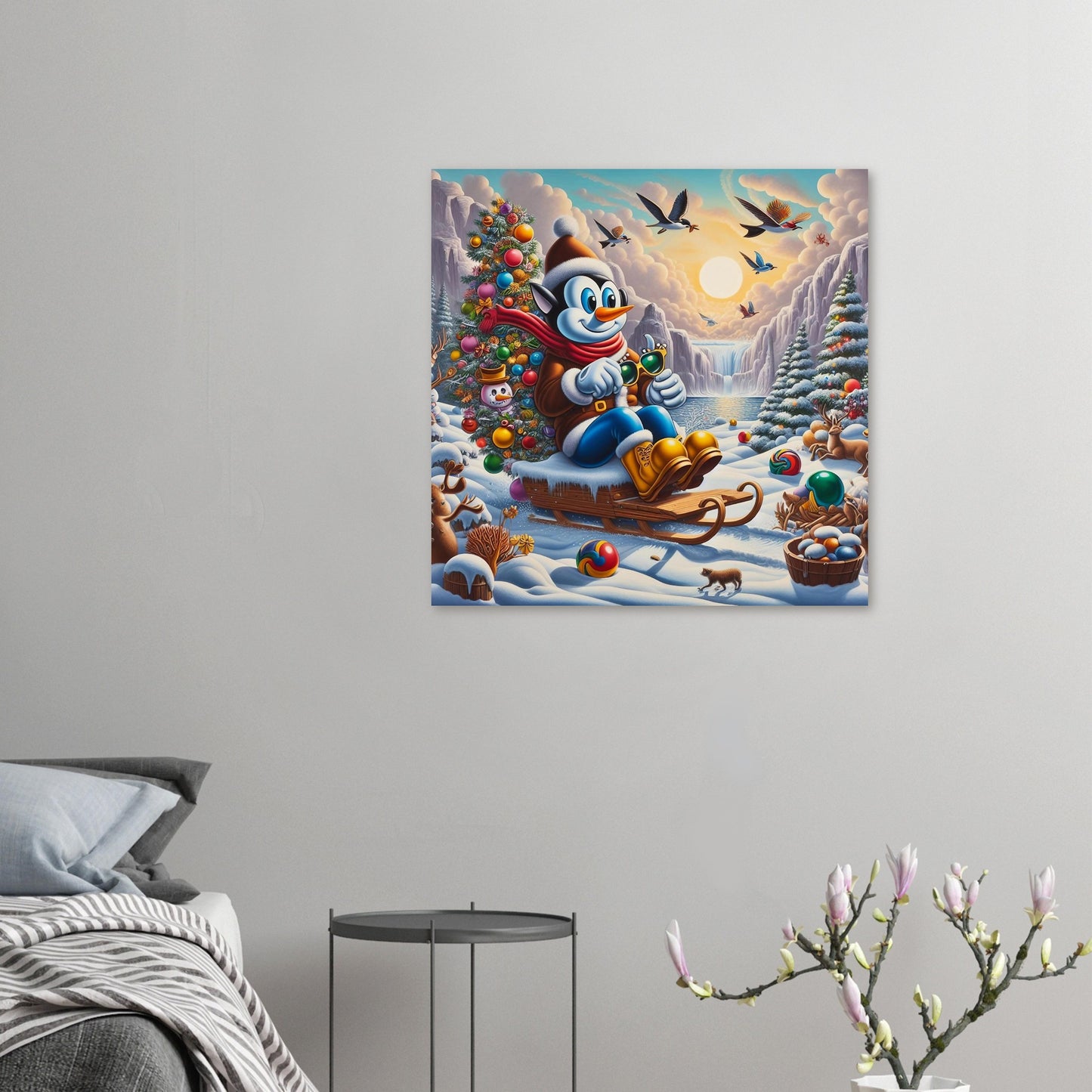 Wall art - On a sleigh with a Christmas Tree