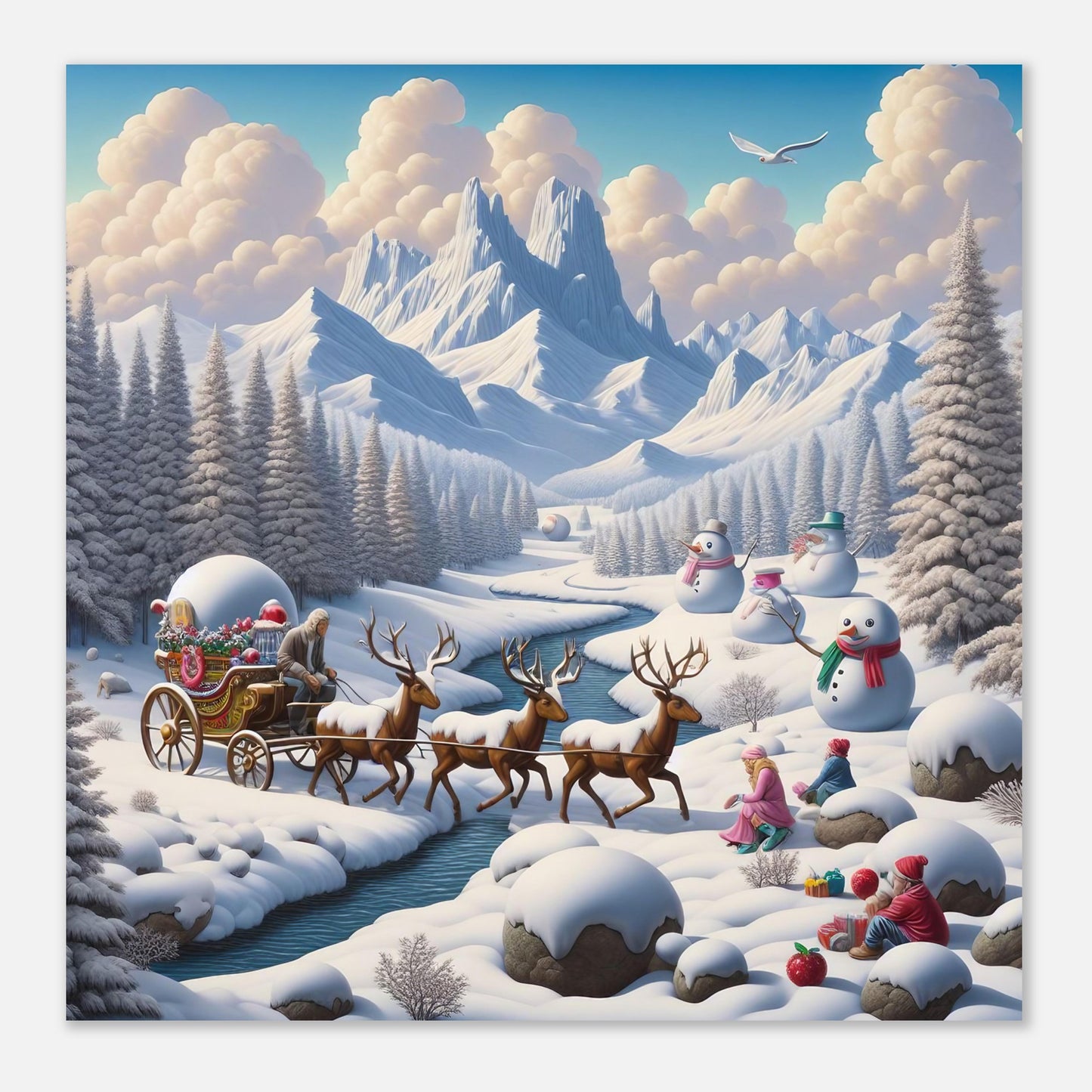 Wall Art - Winter 35 - Deer and snowmen