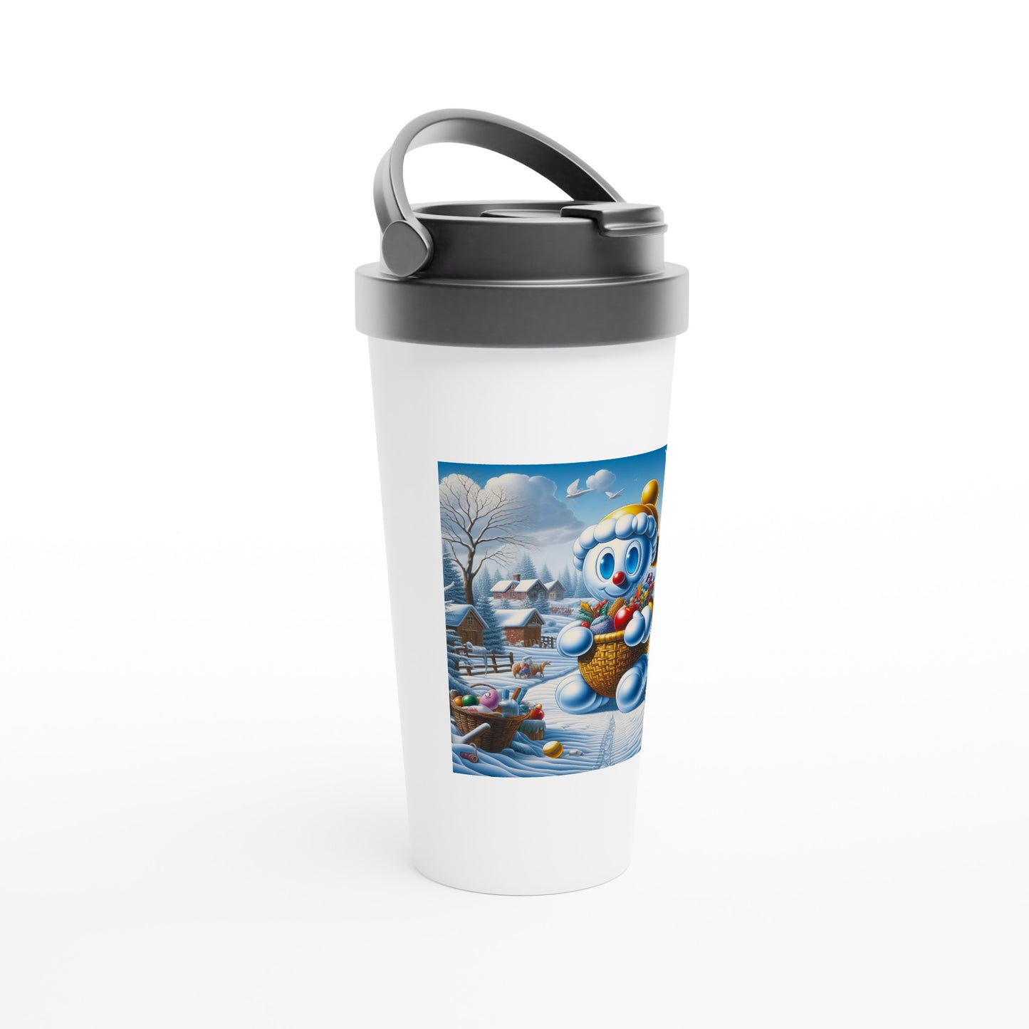 White 15oz Stainless Steel Travel Mug - Winter 52