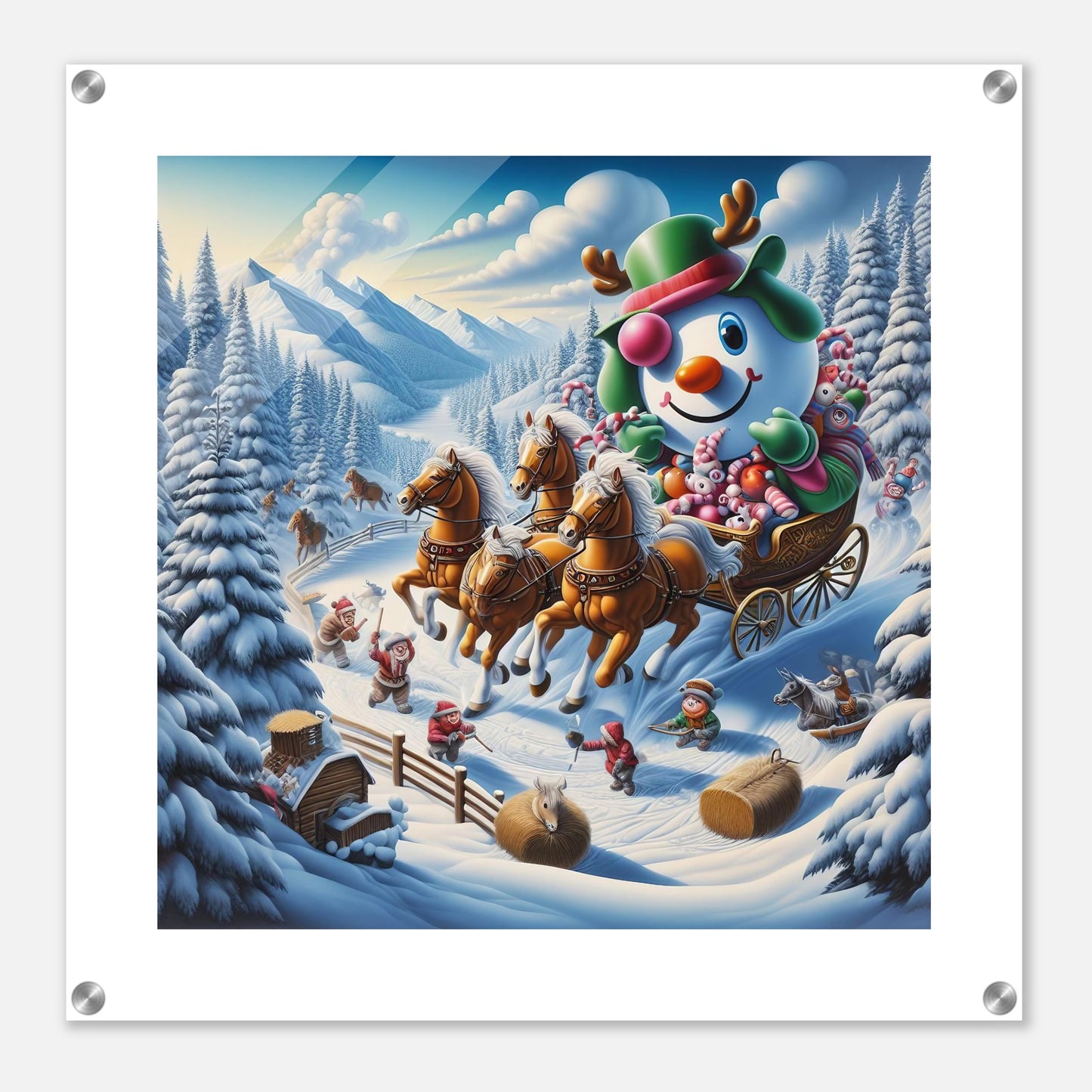 Wall Art - Winter 63 - Snowman in a carriage