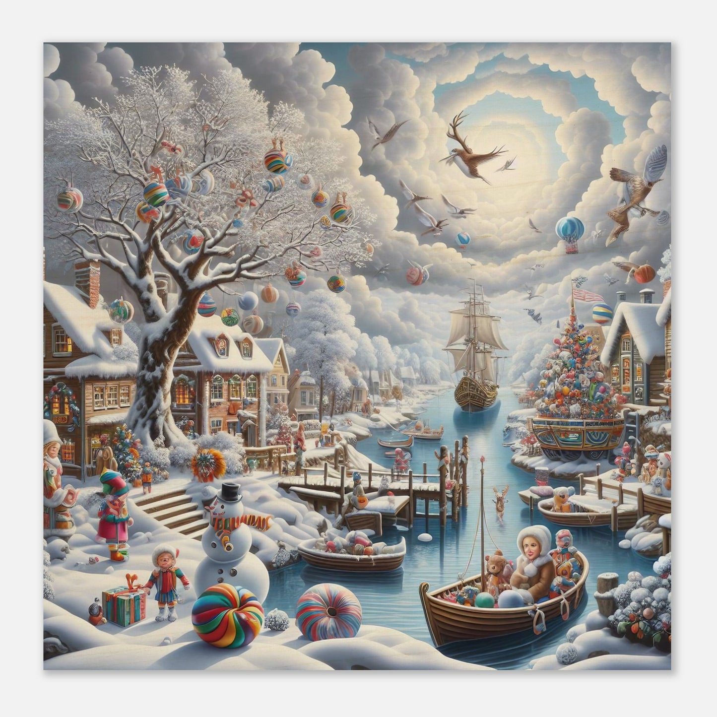 Wall Art - Winter 45 - Snowman and a sailing ship