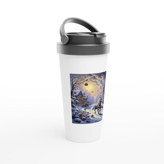 White 15oz Stainless Steel Travel Mug - Winter 73