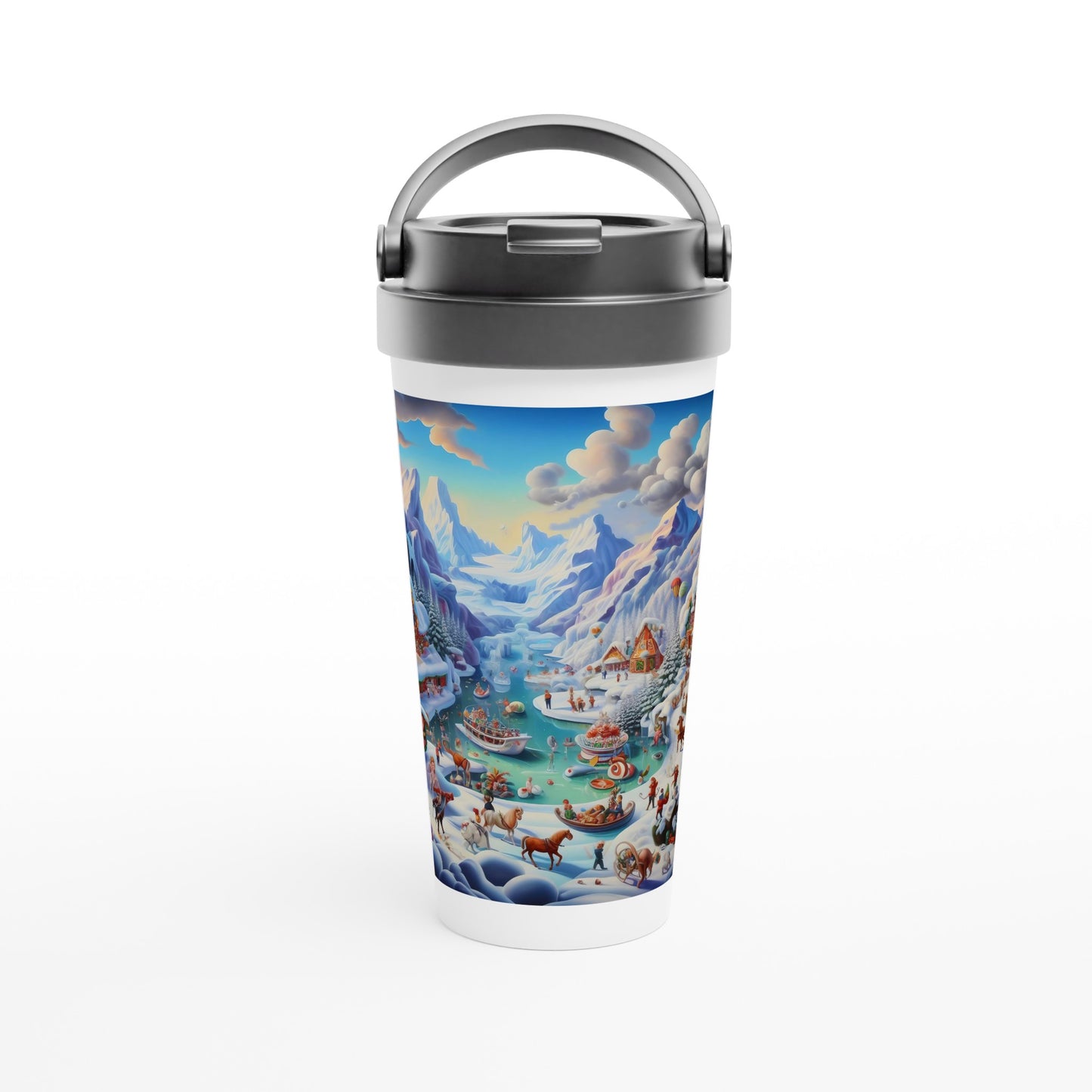 White 15oz Stainless Steel Travel Mug - Winter 169