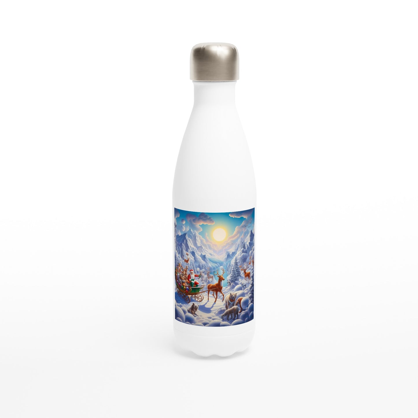 White 17oz Stainless Steel Water Bottle - Winter 123