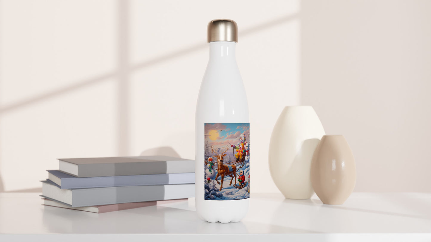 White 17oz Stainless Steel Water Bottle - Winter 77