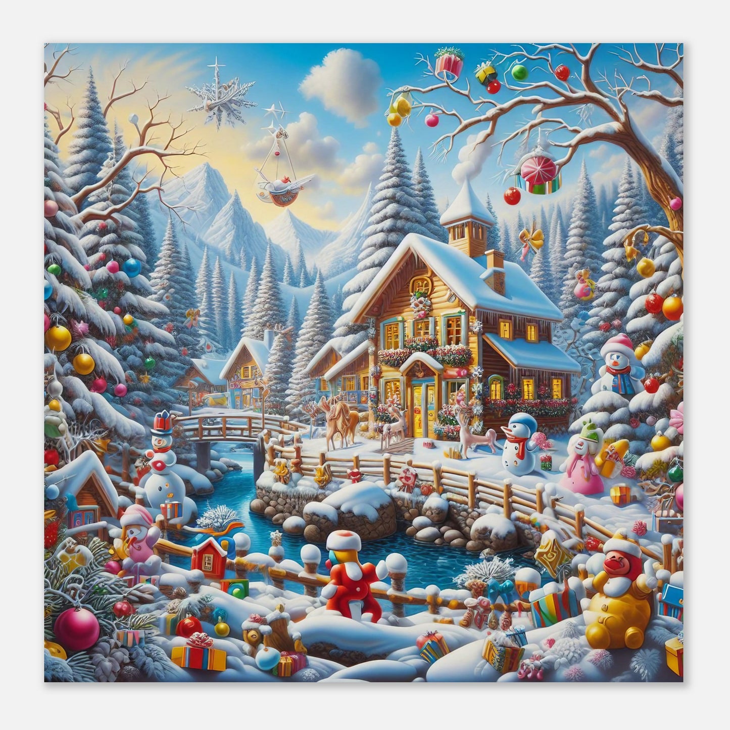 Wall Art - Winter 13 - Village nestled in a snow-covered mountain valley