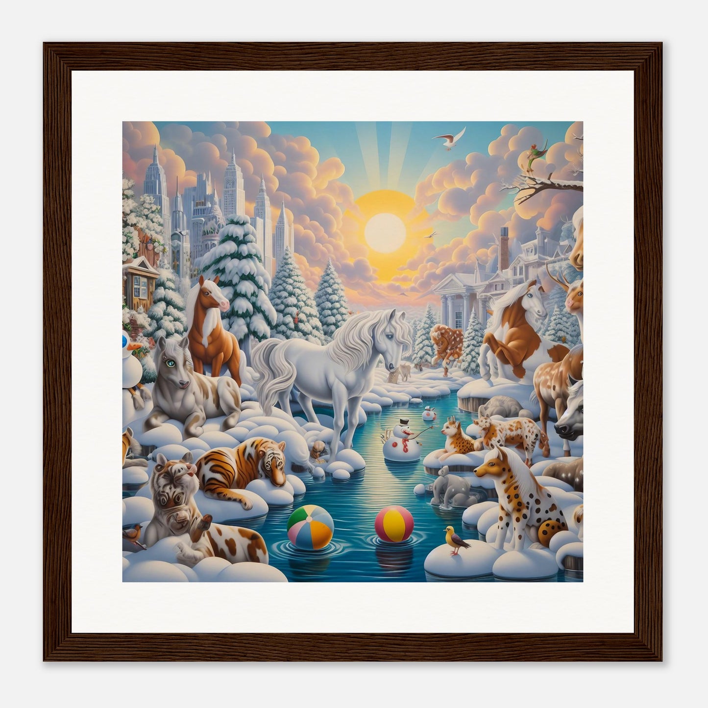 Wall Art - Winter 66 - Horses by the river
