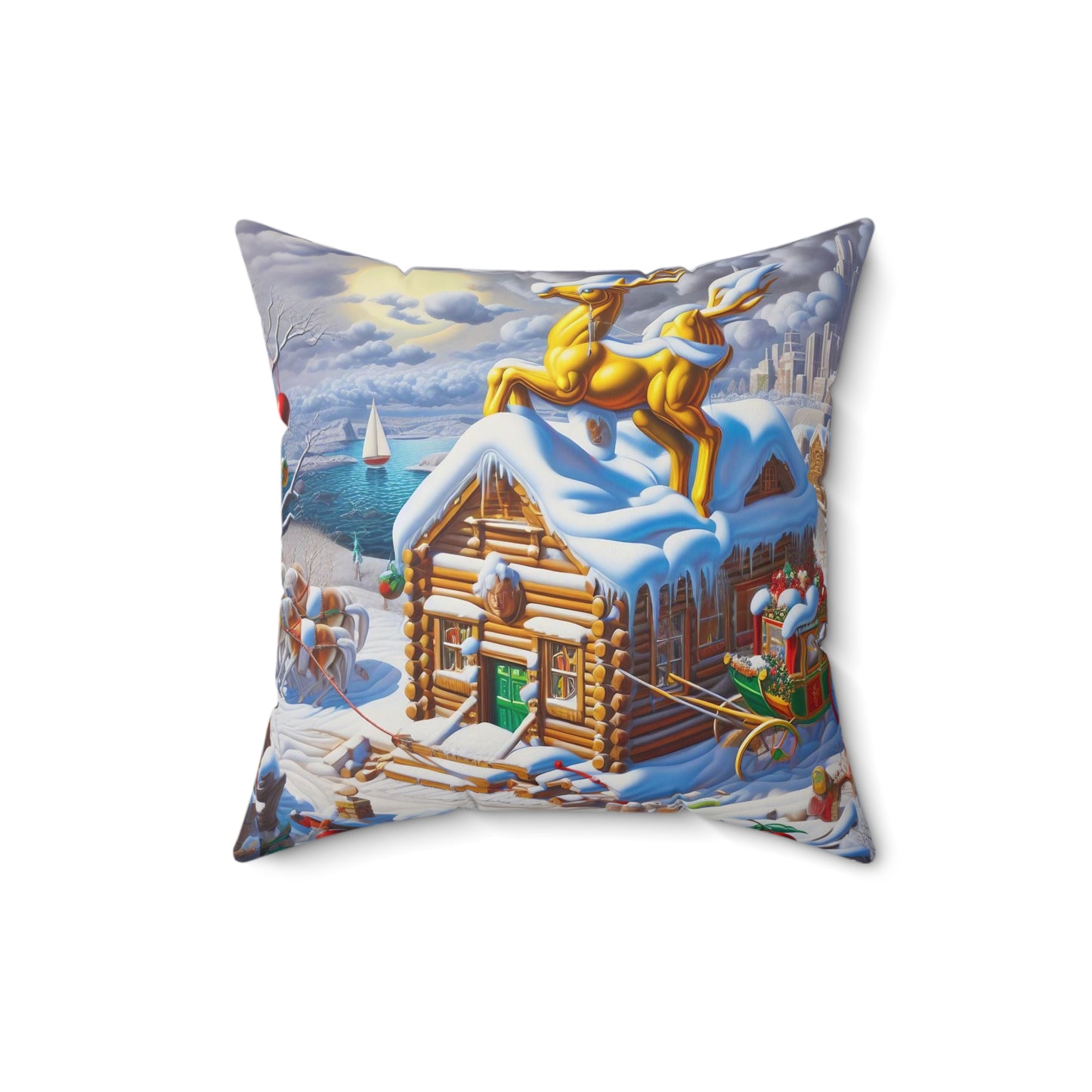 Spun Polyester Square Pillow - Winter 238