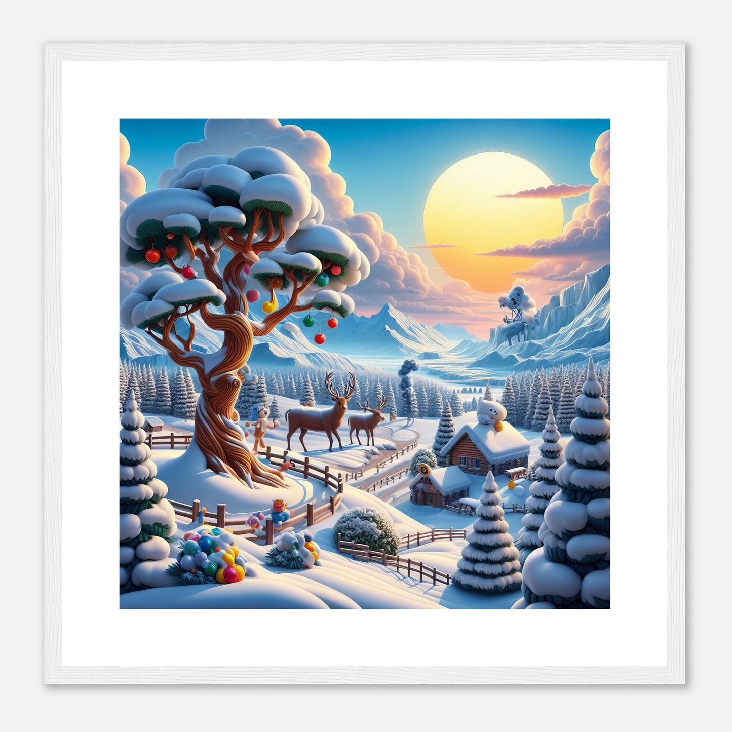 Wall Art - Winter 32 - Deer and tree