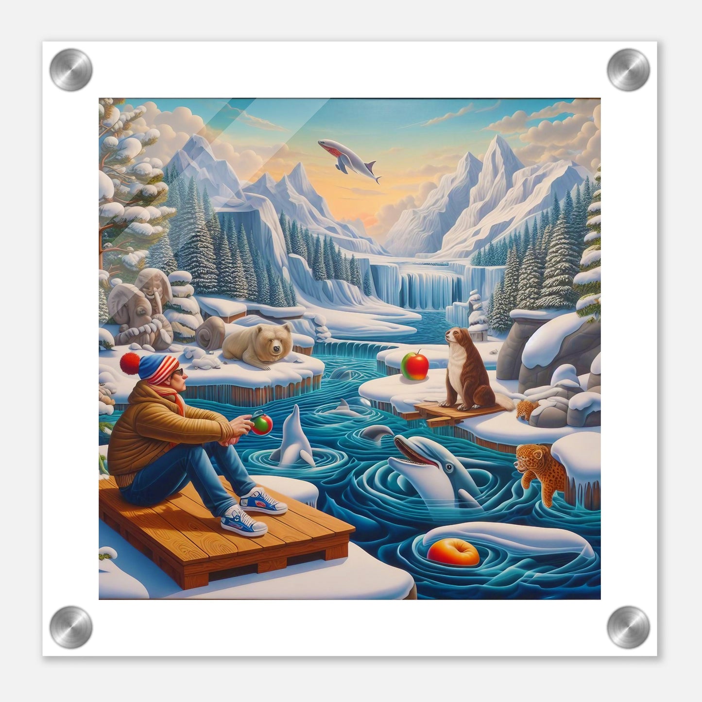 Wall Art - Winter 64 - Man by the river