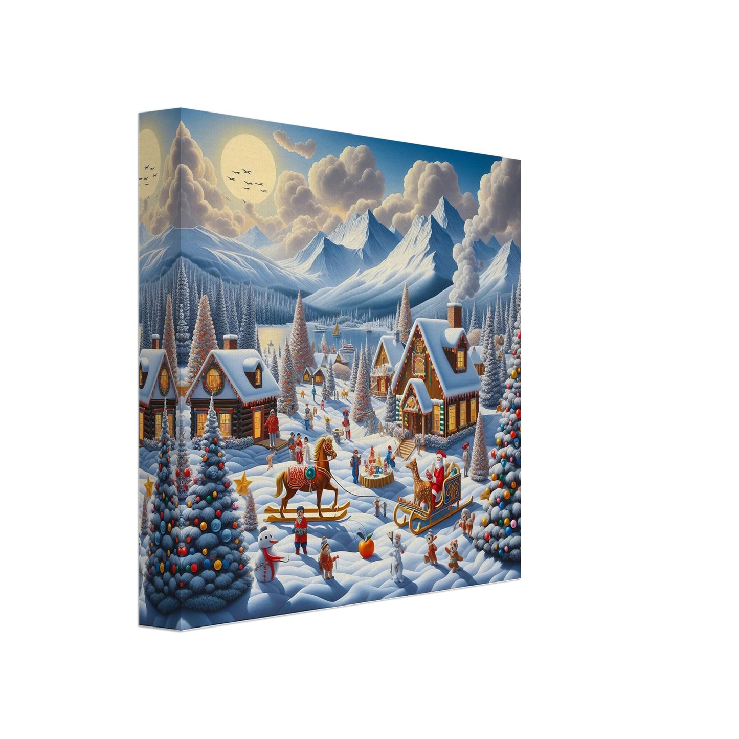 Wall art - Houses with Santa Claus and a Wood Horse