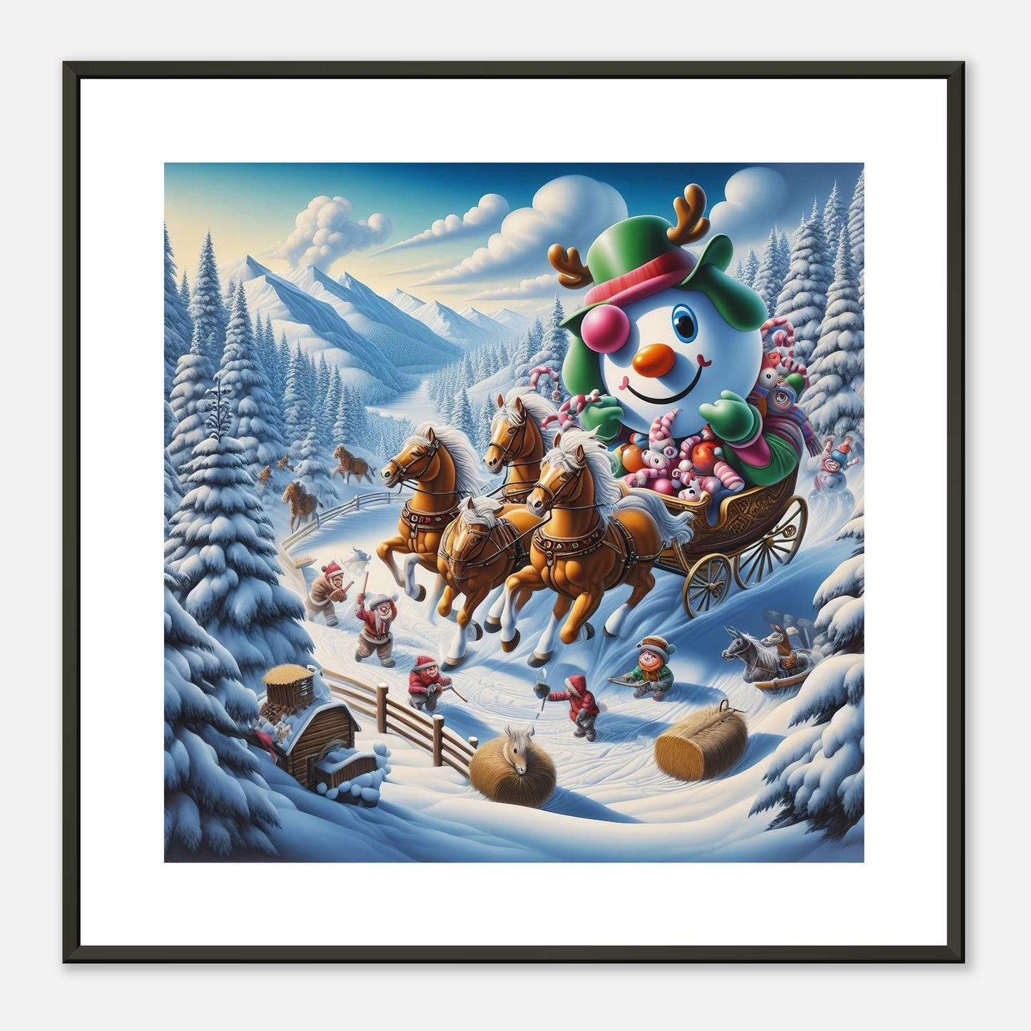 Wall Art - Winter 63 - Snowman in a carriage