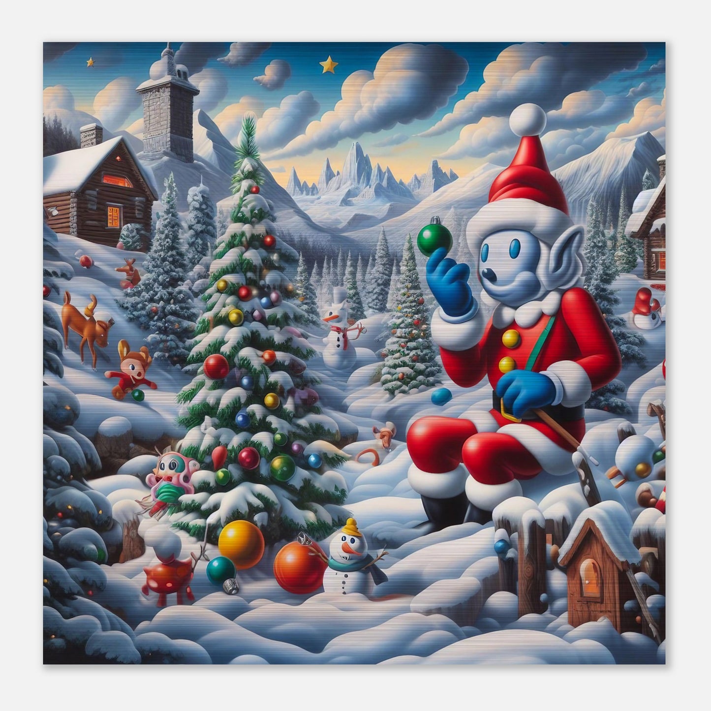 Wall Art - Winter 42 - Snowman and Christmas tree