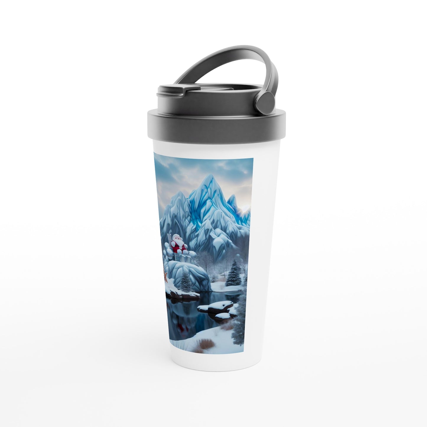 White 15oz Stainless Steel Travel Mug - Winter 168