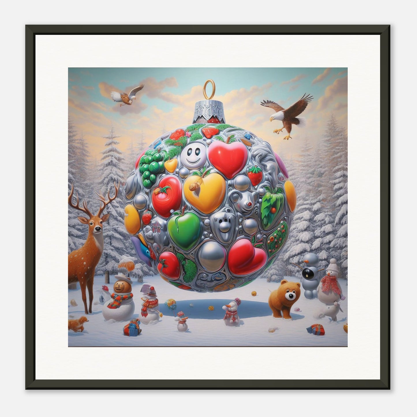 Wall Art - Winter 67 - Christmas ornament and a deer