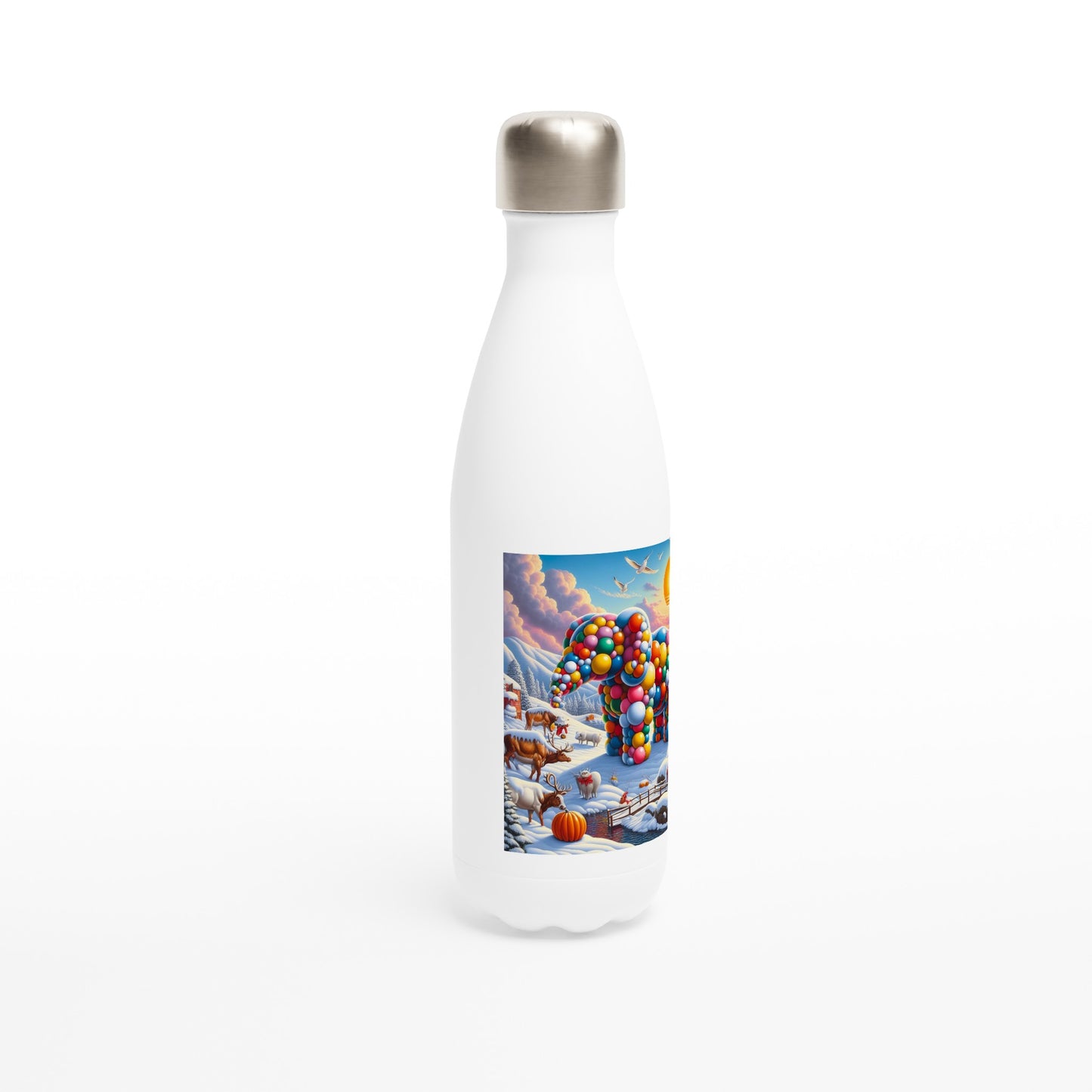 White 17oz Stainless Steel Water Bottle - Winter 74