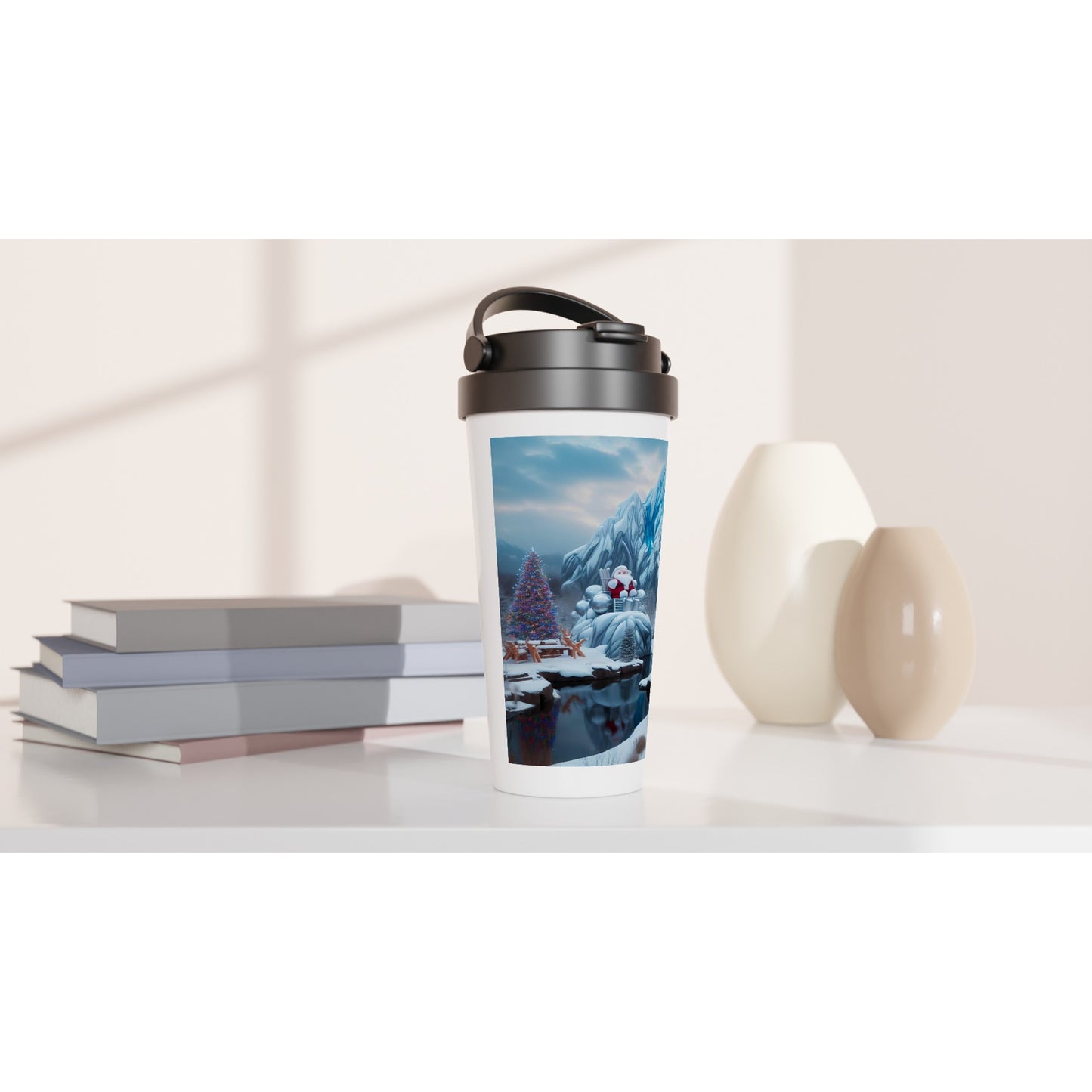 White 15oz Stainless Steel Travel Mug - Winter 168