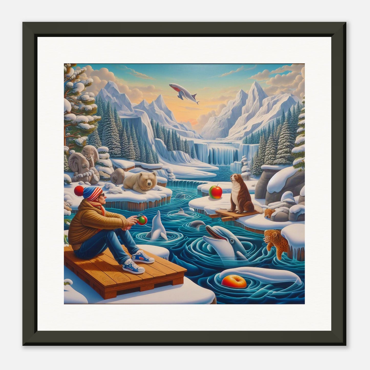 Wall Art - Winter 64 - Man by the river