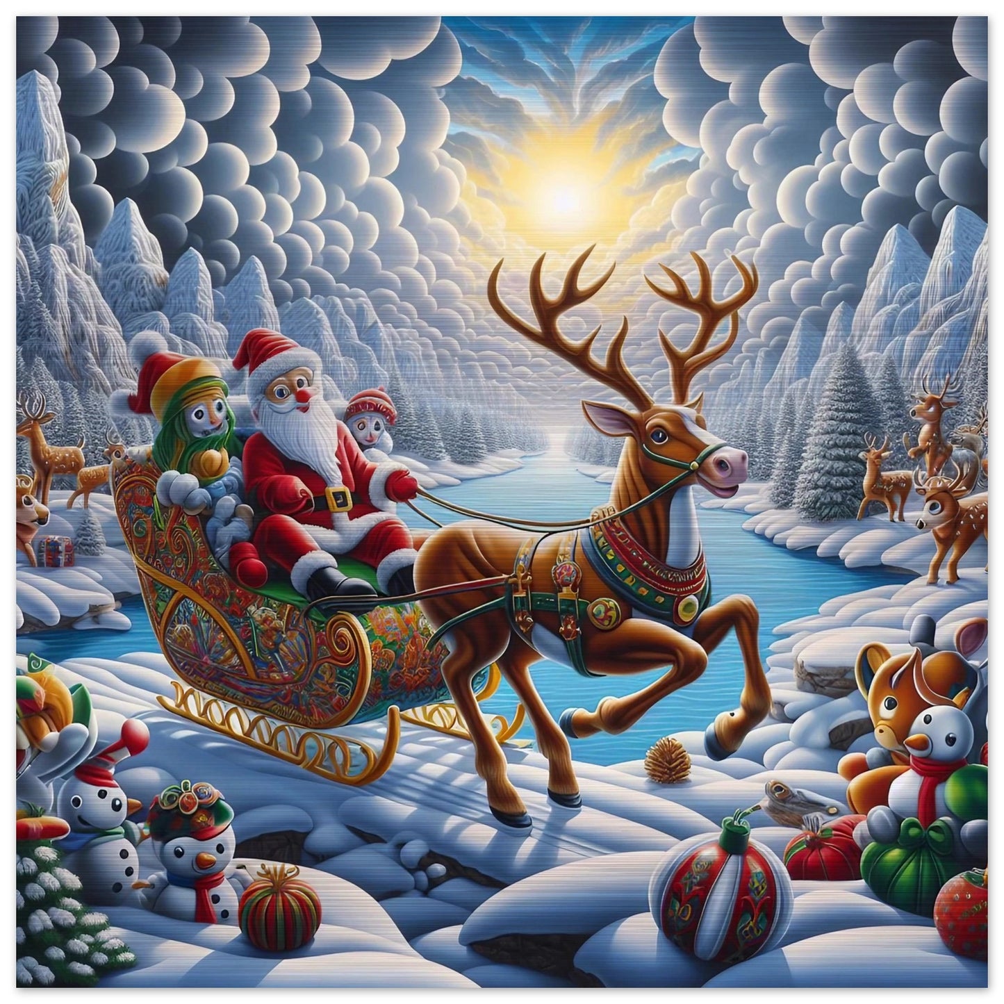 Wall art - Santa Claus and Reindeer