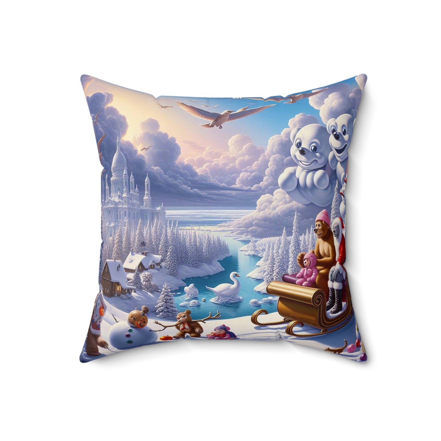 Spun Polyester Square Pillow - Winter 203