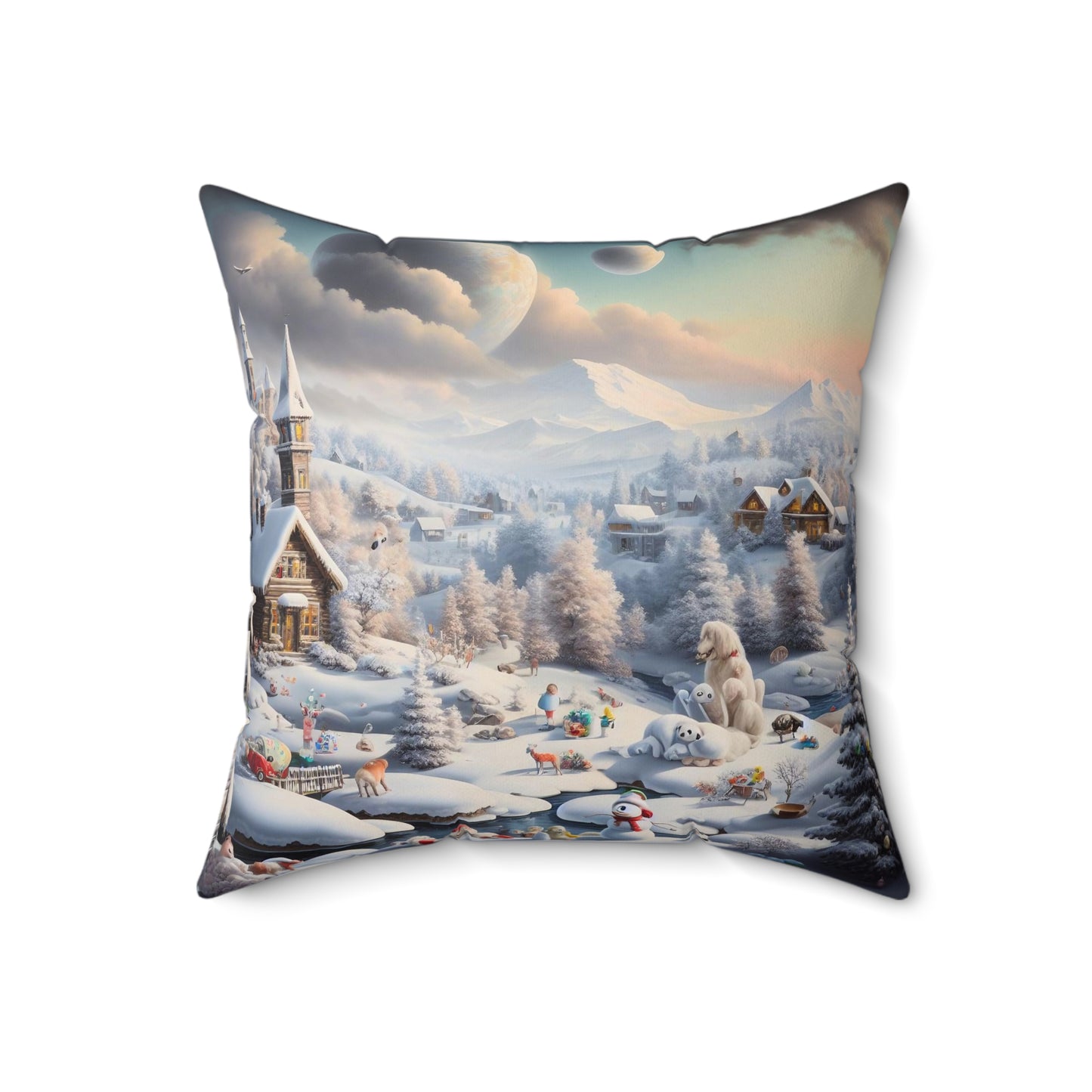 Spun Polyester Square Pillow - Winter 104