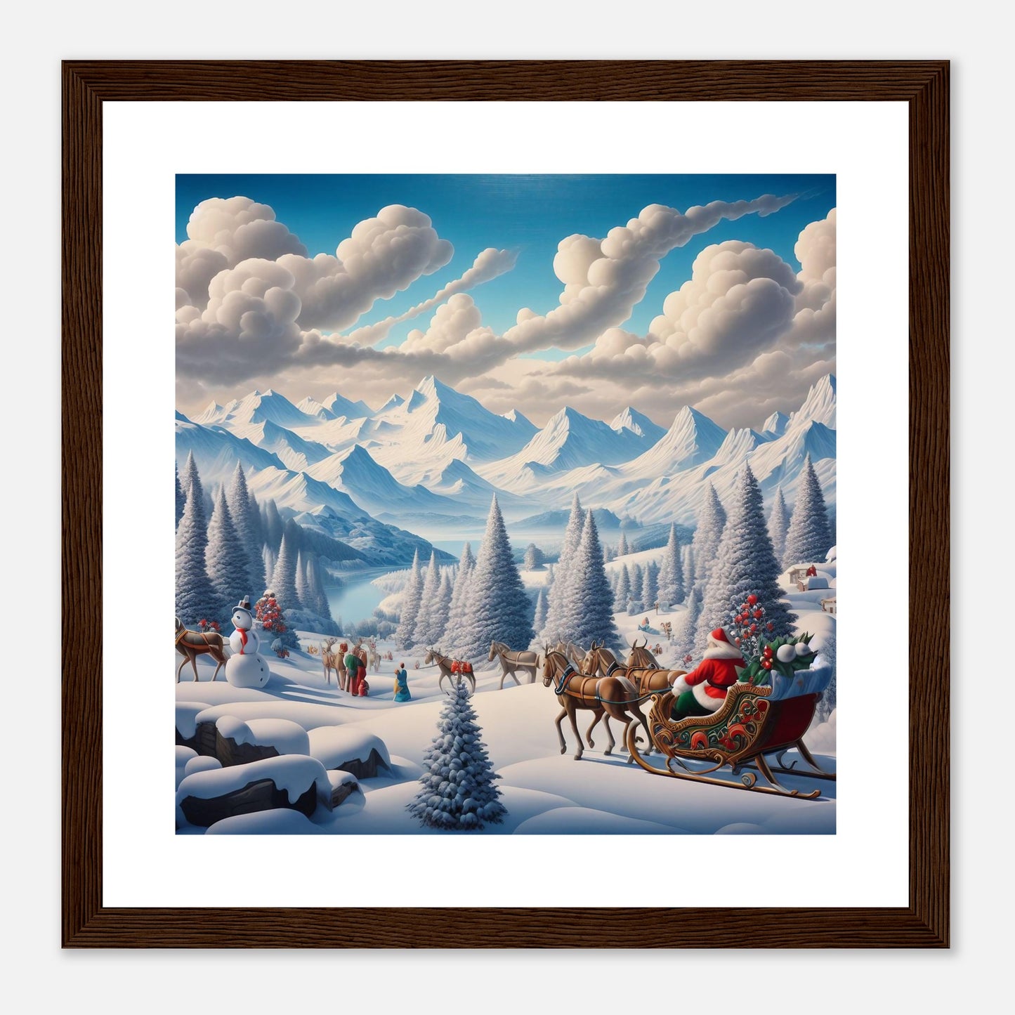 Wall Art - Winter 38 - Horses, Santa Claus and snowman