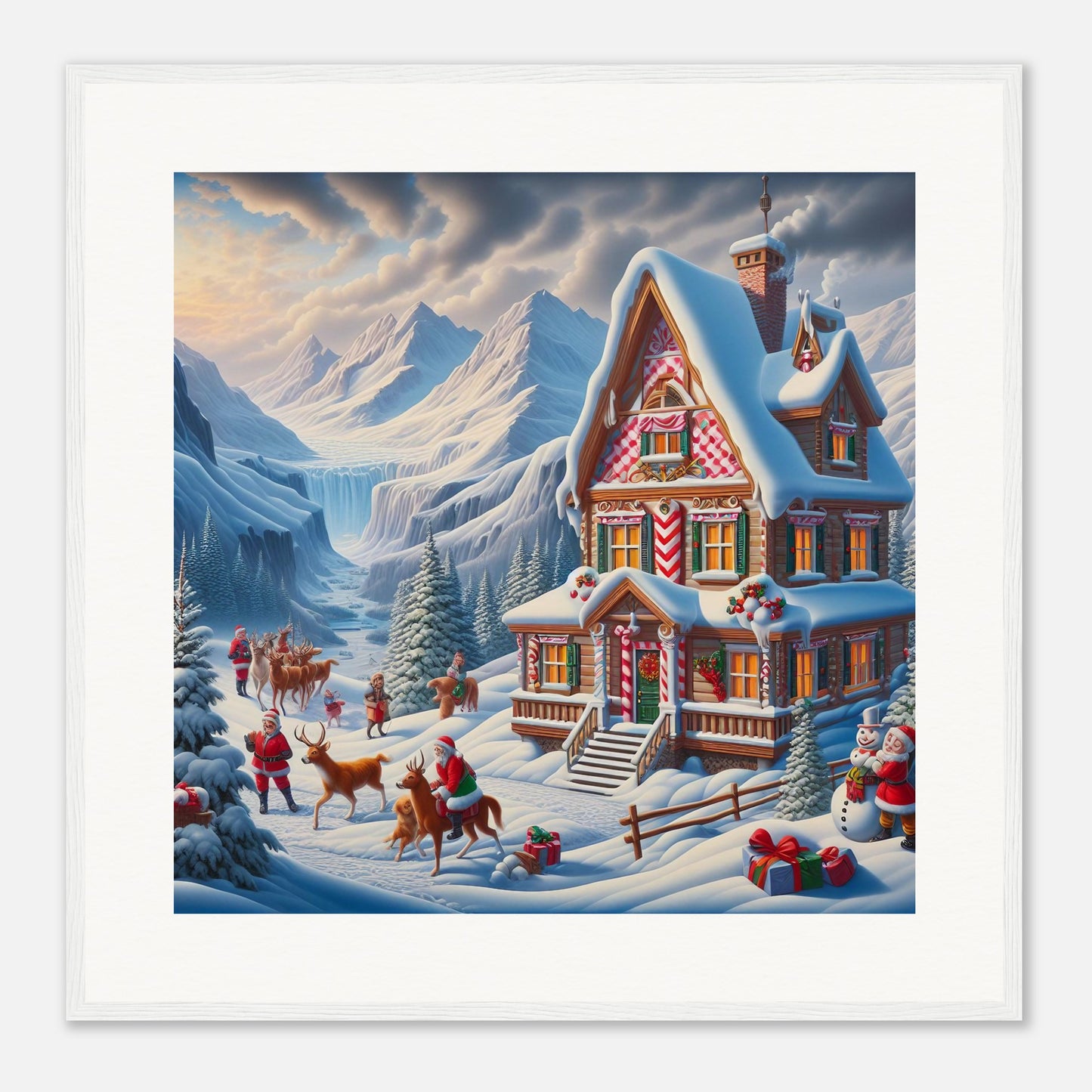 Wall Art - Winter 56 - Cottage and deer