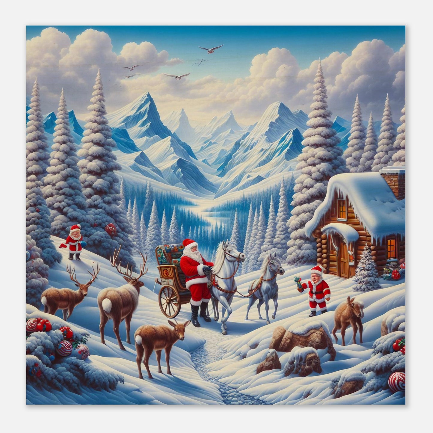 Wall Art - Winter 55 - Santa Claus and horses