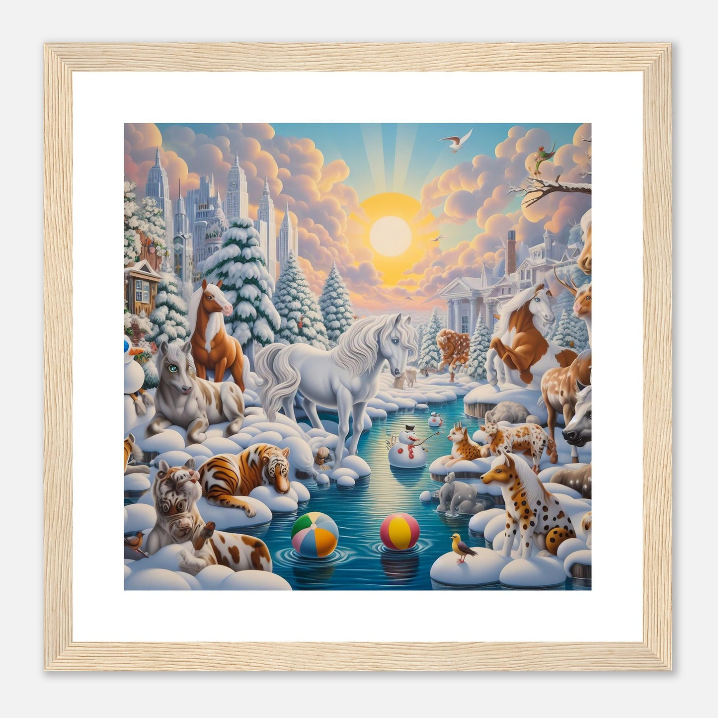 Wall Art - Winter 66 - Horses by the river