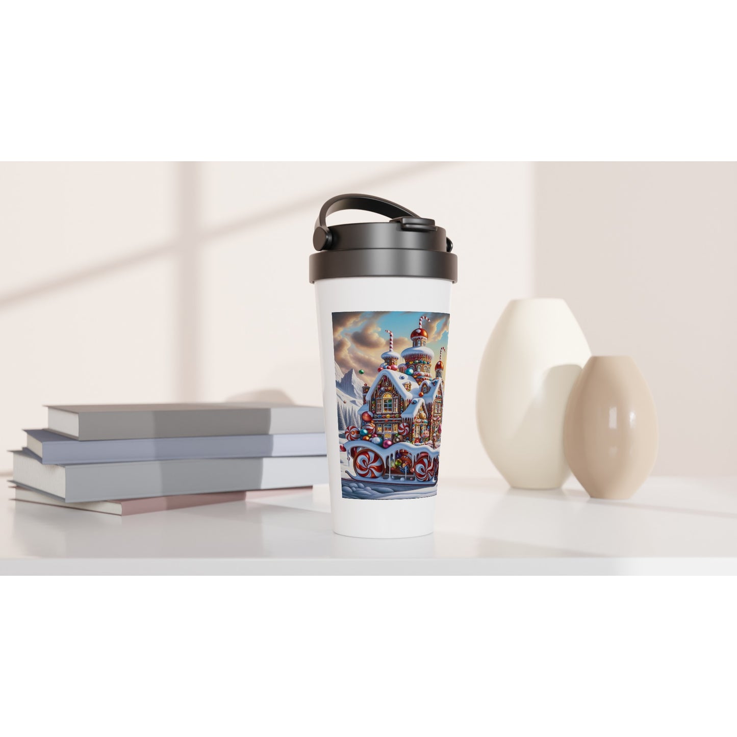 White 15oz Stainless Steel Travel Mug - Winter 158