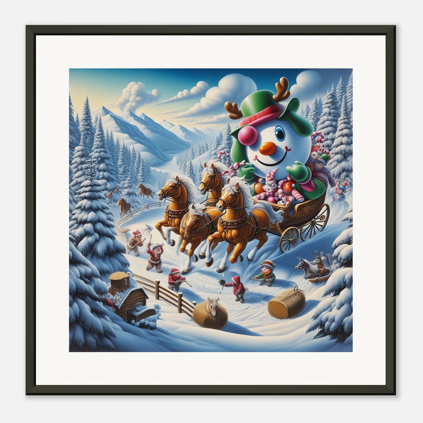 Wall Art - Winter 63 - Snowman in a carriage