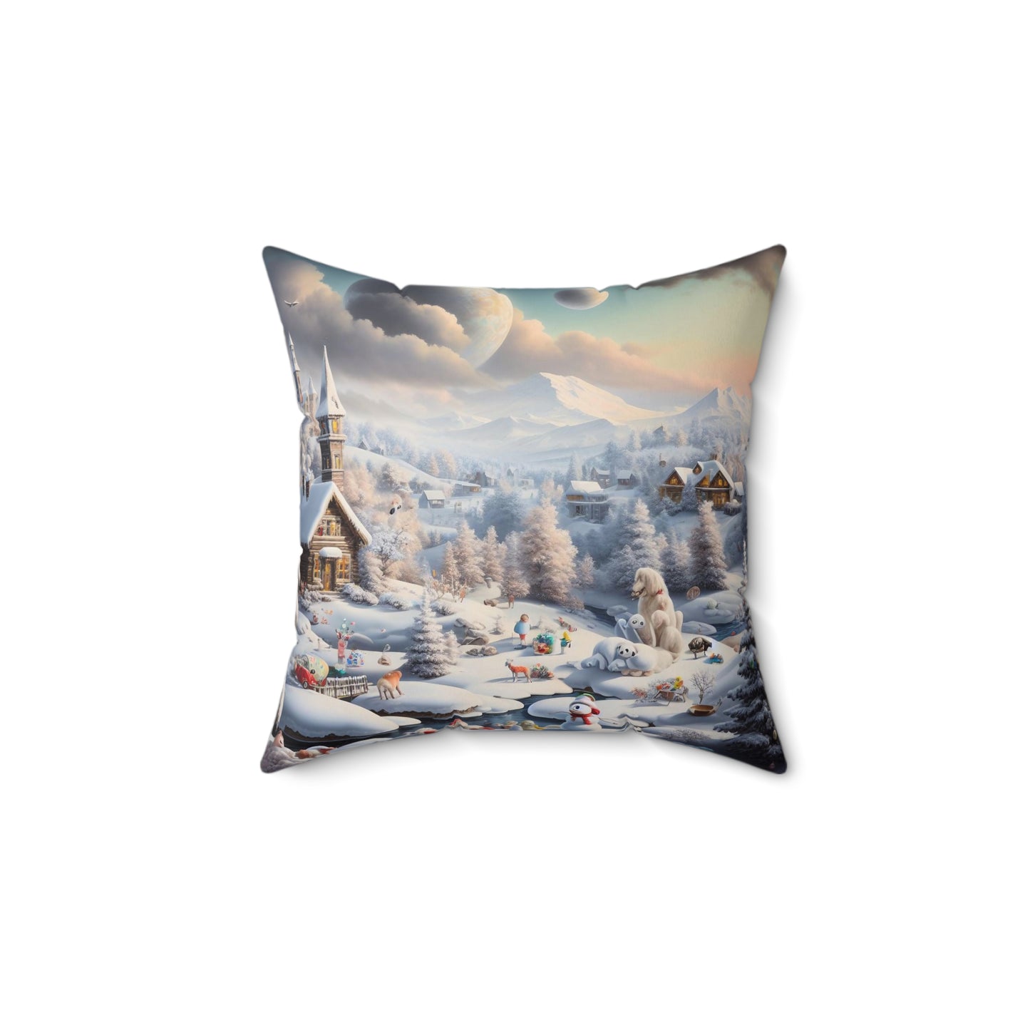 Spun Polyester Square Pillow - Winter 104