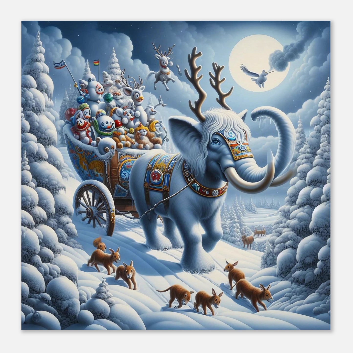 Wall art - Elephant in snow at night