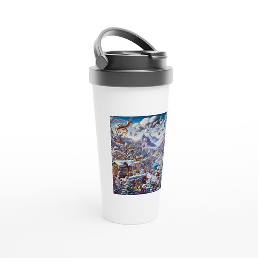 White 15oz Stainless Steel Travel Mug - Winter 146