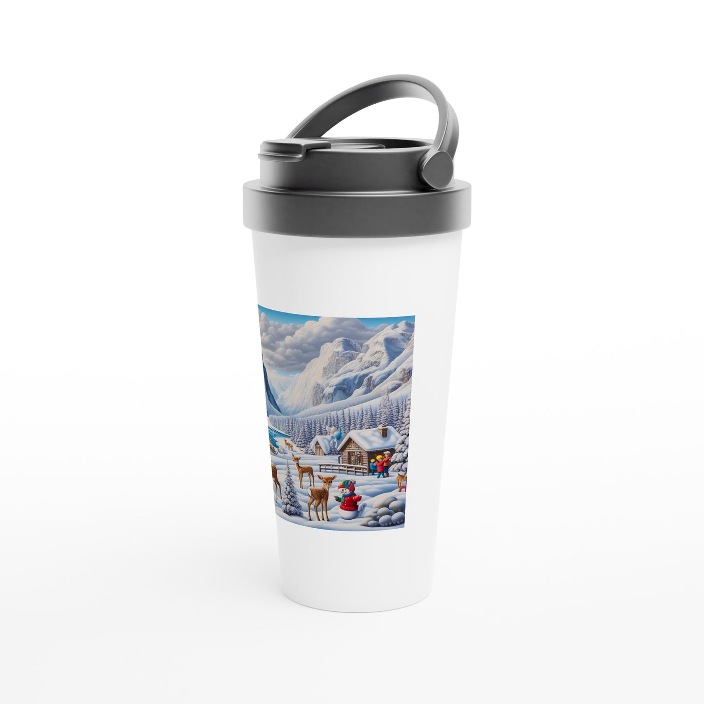 White 15oz Stainless Steel Travel Mug - Winter 159