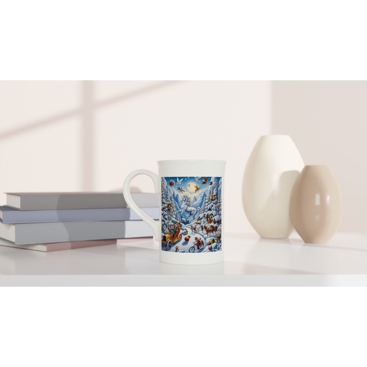 White 10oz Porcelain Slim Mug  - Winter 161