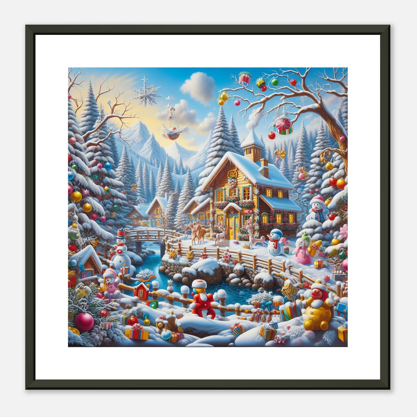Wall Art - Winter 13 - Village nestled in a snow-covered mountain valley